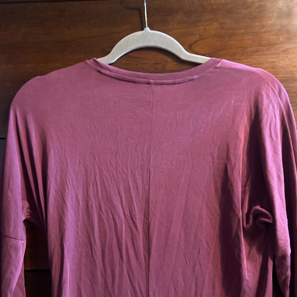 Lucky Brand Burgundy V-Neck Side Tie Midi Dress - Size S - Picture 8 of 9